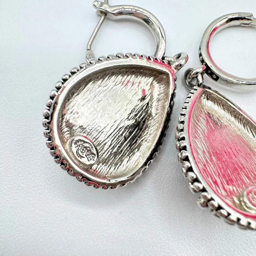 Premier Designs Black Teardrop Cabochon Bali Style Earrings Eastern Ethnic Boho - Picture 5 of 9